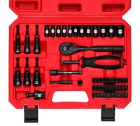 Mayouko 54 Piece Metric 1/4" Drive Socket Ratchet Wrench Set & Magnetic Nut Driver Set, Shallow Socket (4-14mm),6 Point, 72 Teeth Ratcheting Wrench,Screwdriver Bit Set, Universal Joints & Extensions