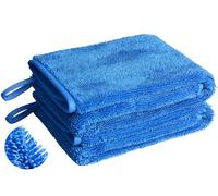 MAYOUTH Car Drying Towel Super Absorbent Microfibre Car Cleaning Cloths 600gsm Twisted loop Scratch-Free for Auto Washing Detailing Motorcycles Polishing Window Glass Lint Free (Bluex2, 40x60cm)