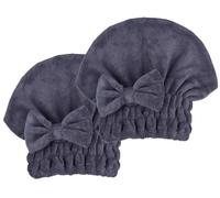 MAYOUTH Microfiber Hair Drying Towels Head wrap 2-Pack with Bow-Knot Shower Cap Hair Turban hairWrap Bath Cap for Curly Long & Wet Hair Gift for Women