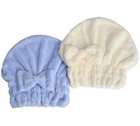 MAYOUTH Microfibre Hair Drying Towels Head wrap 2-Pack with Bow-Knot Shower Cap Hair Turban hairWrap Bath Cap for Curly Long & Wet Hair Gifts for Women