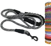MayPaw Heavy Duty Rope Dog Lead, 3/4/5/6/7/8/10/12/15/20FT Nylon Pet Leash, Soft Padded Handle Thick Lead Leashes for Large Medium Dogs Training (Black, 1/2" * 12')