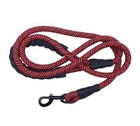 MayPaw Heavy Duty Rope Dog Lead, 3/4/5/6/7/8/10/12/15 FT Nylon Pet Leash, Soft Padded Handle Thick Lead Leashes for Large Medium Dogs (Red Black, 1/2" * 8')