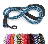 MayPaw Heavy Duty Rope Dog Lead, 3/4/5/6/7/8/10/12/15 FT Nylon Pet Leash, Soft Padded Handle Thick Lead Leashes for Large Medium Dogs (Blue Black, 1/2" * 6')