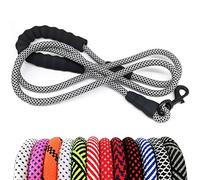 MayPaw Heavy Duty Rope Dog Lead, 3/4/5/6/7/8/10/12/15 FT Nylon Pet Leash, Soft Padded Handle Thick Lead Leashes for Large Medium Dogs, 6ft/1.8m, Black White