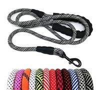 MayPaw Heavy Duty Rope Dog Lead, 3/4/6/7/8/10/12/15 FT Nylon Pet Leash, Soft Padded Handle Thick Lead Leashes for Large Medium Dogs Walking Training (Black, 1/2" * 10')