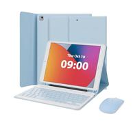 MAYPHY Keyboard Case with Mouse for iPad 9th/8th/7th Generation 10.2 inch, iPad Air 3/Pro 10.5 inch, Detachable Keyboard Case, with Pen Holder, Wireless Mouse, UK Layout, Blue