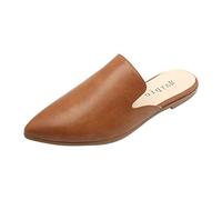 MAYPIE Womens Flat Mules Closed Pointed Toe Slip On Loafer Slides Backless Shoes brown Size: 5.5 UK