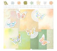 Mayplous 2-Pack Scrapbooking Paper Set with Shiny Butterfly Stickers, Floral Cutouts & Gradient Embossed Decorative Sheets for Journals, Planners, Card Making & Collage Crafts (Guava)