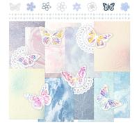 Mayplous 2-Pack Scrapbooking Paper Set with Shiny Butterfly Stickers, Floral Cutouts & Gradient Embossed Decorative Sheets for Journals, Planners, Card Making & Collage Crafts (Lilac)