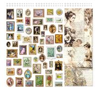 Mayplous 3-Pack Retro Scrapbooking Kit - 3D Stereoscopic Vintage Oil Painting Stickers, Aesthetic Thick Decoupage Cardboard Paper for Journal, Card Making, Art & DIY Crafts (Eliot)