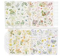Mayplous 4 Packs Flower Scrapbook Sticker Set Glitter Aesthetic Plant and Butterfly Designs with Silver Foil Embossing for Card Making Journals Collage Arts and Crafts (Villa)