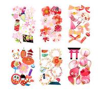 Mayplous 6 Packs Sakura Scrapbook Sticker Flower Planner Decal for Scrapbooking Card Making Diary Photo Album Handcrafts (Sakura)