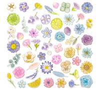 Mayplous Floral 3D Epoxy Stickers with Gold Foil, Clear Glossy Raised Botanical Flower Decals for Scrapbooking, Junk Journal, Planner, Card Making and DIY Crafts, 6 Sheets (Lumi)