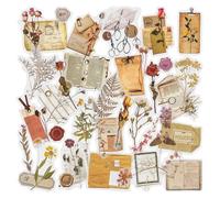 Mayplous Floral Sticker Set - 4 Pack Assorted Botanical Decals for Scrapbooking, Journals & Card Making | Decorative Planner Embellishments for Diaries, Albums & Crafts (Amber)