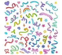 Mayplous Laser & Confetti Sticker Set - 15 Sheets Shiny Scrapbook Embellishments for Journals, Cards, DIY Crafts | Bling Photo Corner Decor for Albums and Planners (Rainbow)