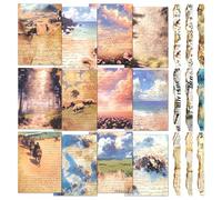 Mayplous Nature Journal Collage Kit - 60 Sheets Scrapbook Paper & 30 PET Burning-Edge Stripe Stickers, Desert Sea Forest Floral Grassland Themes for Junk Journals, Collage Art, DIY Crafts (Asher)