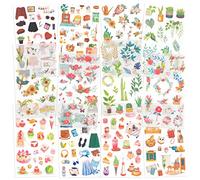 Mayplous Rub-On Transfer Stickers - 12 Sheets Flower & Plant Design Decals for Scrapbooking, Planners, Card Making | Easy-Apply Crafts Embellishments (Village)