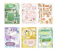 Mayplous Scrapbooking Border Stickers - 6 Pack Vintage Paper Frame & Photo Mat Cutouts for Card Making, Journaling, Photo Albums | Paperboard Embellishments (Shirley)
