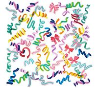 Mayplous Sticker Set - 6 Pack Cute Ribbon & Confetti Stickers for Planners, Journals, Scrapbooking | Bowknot Photo Decoration for DIY Cards and Albums (Color)