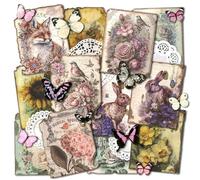 Mayplous Vintage Flower Pattern Paper Set Scrapbook Paper Decorative Paper Kraft Paper with Laser Butterfly Stickers for Journal Card Making Paper Collaging Art and Craft (Lost)