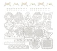 Mayplous Vintage Journaling Embellishment Kit, 4 Pack - Lace Trim, Floral Washi Paper, Foam Stickers, Bow Knots & Sticky Pearls for Junk Journaling, Scrapbooking & Diary Decor (Mist)