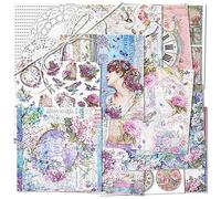 Mayplous Vintage Pattern Scrapbook Paper - Decoupage Paper with Various Unique Designs, No Repeats for Card Making, Crafts, Collage, Gift Wrapping, DIY Scrapbooking & Diary (Spring)