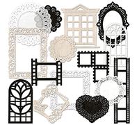 Mayplous Vintage Scrapbook Embellishments - 4 Pack Doily, Window Frame & Film Cutouts for Card Making, Photo Albums | Decorative Paper for Journals & DIY Crafts (Silence)