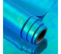 MAYPLUSS Blue Iridescent Wrapping Paper Roll - 17Inch X 32.8Feet - Luxury Solid Color Metallic Holographic Baby Blue Boy Gift Wrap Present Paper for Christmas, Baby Shower, Birthday, Holiday