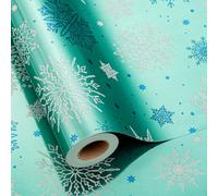 MAYPLUSS Christmas Wrapping Paper Roll - 17 Inch X 33 Feet - Festive Blue Snowflake Gift Holiday Pattern Foil Wrapping Paper Sheets Winter Gift Wrap for Wedding, Party, Birthday & Festive Decoration