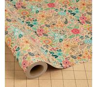 MAYPLUSS Colorful Floral Kraft Wrapping Paper Roll - 17Inch x 33Feet - Garden Boho Floral Gift Wrap Paper Spring Summer Blooms Sheet for Wedding, Bridal Shower, Birthday and Engagement