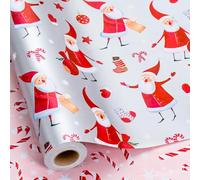 MAYPLUSS Gnome Christmas Wrapping Paper, Cute Gnome Gift Wrap Roll, Metallic Foil Reversible Vintage Boho Gnomes Holiday Wrapping Paper for Christmas, Celebrations (Mini Roll, 17 Inch X 33 Feet)