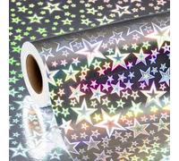 MAYPLUSS Holographic Foil Wrapping Paper - Mini Roll - 17 Inch X 32.8 Feet- Metallic Silver Foil Stars for Birthday,Wedding,Baby Shower,Party all Occassions (47.3 sq.ft.ttl)
