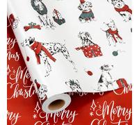 MAYPLUSS Reversible Dog Christmas Wrapping Paper, Christmas Doggy Gift Wrap, Festive Puppy Animals Wrapping Paper for Present Packagings, Dog Lovers, Festive Birthdays (Mini Roll, 17 Inch X 33 Feet)