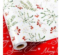 MAYPLUSS Vintage Christmas Wrapping Pape, Holly Berry Wrapping Paper, Greenery Holly Botanical Christmas Gift wrap with Metallic Foil Shine for Holiday Gift Packaging (Mini Roll, 17 Inch X 33 Feet)