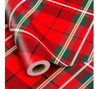 MAYPLUSS Wrapping Paper Roll - 17 Inch X 33 Feet - Red Plaid Tartan Plaid Wrapping Paper Sheets for Christmas, Holidays
