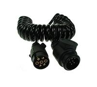 Maypole 2.5 m 7 To 8 Pin Curly Conversion Lead - 7 Pin Plug To 8 Pin (13 Pin Type) Plug, for Trailer Lighting, Black