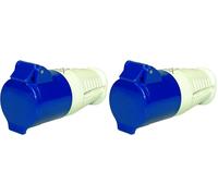 Maypole 230V 16 Amp Site Connector, Splash Proof 3-Pin Socket, Caravan Trailer Electrics (Pack of 2)