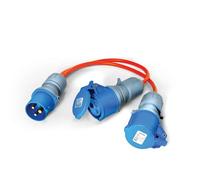 Maypole Caravan Electrics Hook Up Cable 2 Way Splitter, 230V 16A Adaptor, 30cm Cable