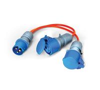 Maypole Caravan Electrics Hook Up Cable, 2 Way Splitter, 30cm | 230V, 16A Adaptor