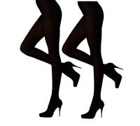 Mayra Hosiery Pretty Legs UK | 80 Denier Opaque Tights with Lycra | Reinforced Body & Toe | 2 Pair Pack | Black (UK, Alpha, L, XL, Regular, Regular, Black)