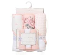 Mayra Hosiery Snuggle Tots & Rock A Bye Baby | Baby Bath Time Flannel Gift Set | 3 Hooded Towels & 3 Wash Cloths | Super Soft 100% Polyester (Floral)