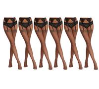 Mayra Hosiery Women's 15 Denier Smooth Knit Stockings | Nylon Stockings with Reinforced Toe | One Size & Large | Pack of 6 | (UK, Alpha, One Size, Regular, Regular, Mink)