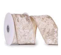 MAYREEL 2.5 Inch Champagne Gold Crushed Velvet Ribbon Wired for Christmas Decorations Gift Wrapping Wreaths Tree Toppers 10 Yards