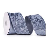 MAYREEL 2.5 Inch Dusty Blue Crushed Velvet Ribbon Wired Antique Blue for Christmas Decorations Gift Wrapping Wreaths Tree Toppers 10 Yards