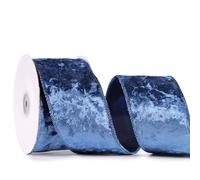 MAYREEL 2.5 Inch Navy Blue Crushed Velvet Ribbon Wired Midnight Blue for Christmas Decorations Gift Wrapping Wreaths Tree Toppers 10 Yards