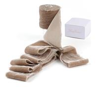 MAYREEL 2 Inch Camel Velvet Ribbon Hand Torn Tawny Silk Frayed Edge for Bridal Bouquets Invitations Wedding Vow Books Gift Baskets Hair Bows 3 Yards