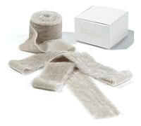 MAYREEL 2 Inch Taupe Velvet Ribbon Hand Torn Beige Silk Frayed Edge Ribbon for Bridal Bouquets Invitations Wedding Vow Books Gift Baskets Hair Bows 3 Yards