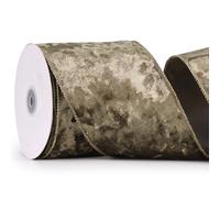 MAYREEL 4 Inch Green Crushed Velvet Ribbon Wired Extra Wide Olive Green for Christmas Decorations Gift Wrapping Wreaths Tree Toppers 10 Yards