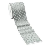 MAYREEL 4 Inch Silver Velvet Wired Ribbon Metallic Diamond Glitter Grid for Wrapping Floral Craft Bows Wreaths Garland Wedding Holiday Decor 10 Yards
