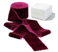 MAYREEL Burgundy Velvet Ribbon - 2 Inch x 3 Yards, Frayed Edge Silk Velvet for Bridal Bouquet, Invitations, Wedding, Vow Books, Gift Basket, Hair Bows